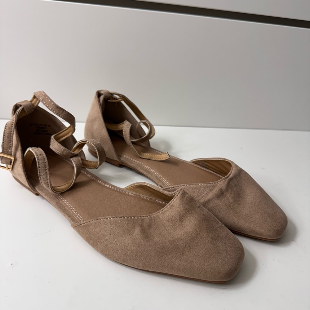 ASOS Tan Flats with Ankle Straps